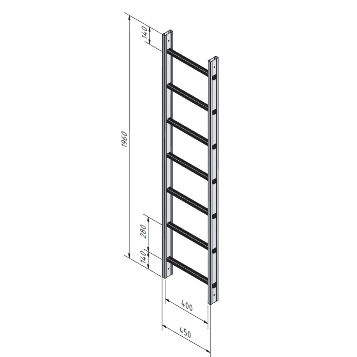 Fasadstege 1960mm ALU