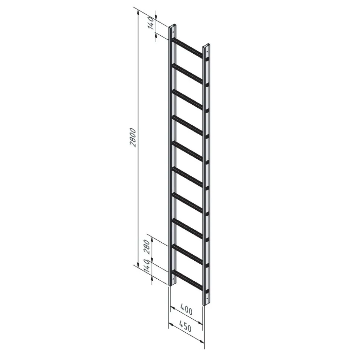 Fasadstege 2800mm ALU