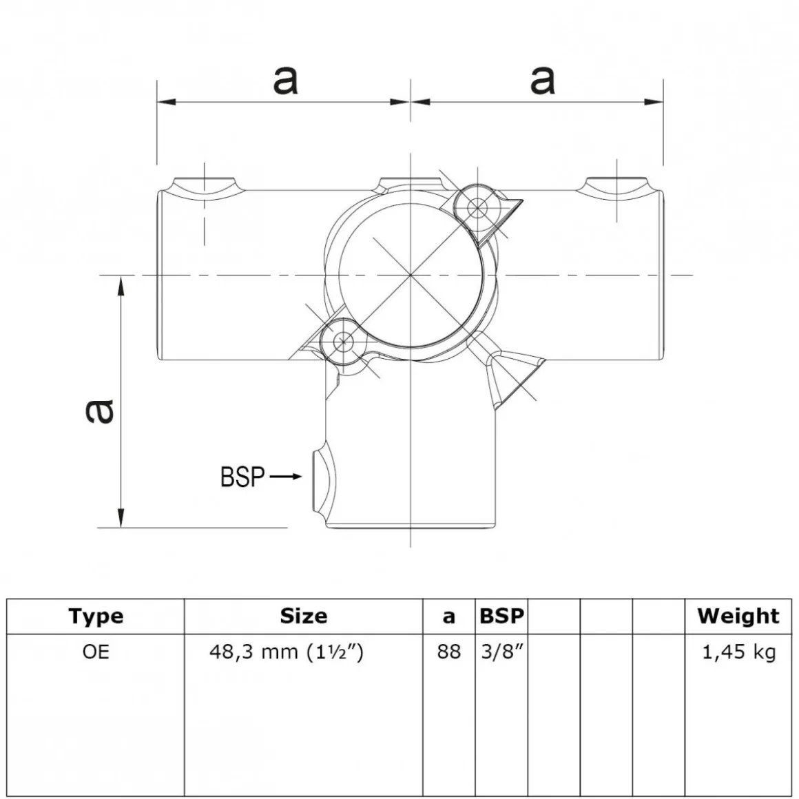 Rörkoppling öppningsbar 5-vägs 48,3mm