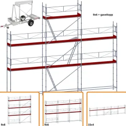 Ställningstrailer med 60m² Villapaket Modul ALU